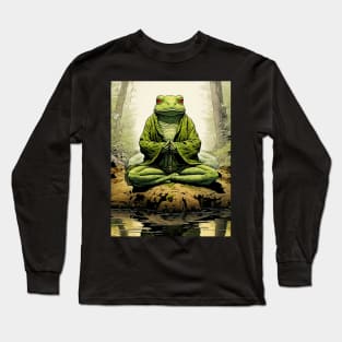 Japanese Toad: Toads and Frogs in Japanese Folklore on a Dark Background Long Sleeve T-Shirt